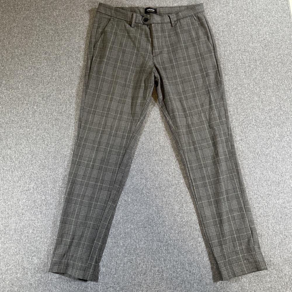 JACK & JONES W34 L32 BLACK TROUSERS SLIM MARCO WORK SUIT FORMAL MENS 34x32